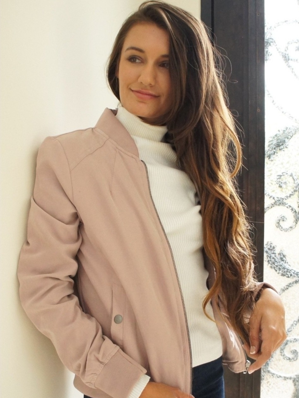 iris Blush Pink Bomber Jacket